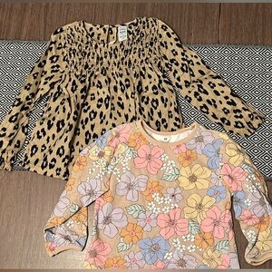 Floral and Leopard Kids Tops Set